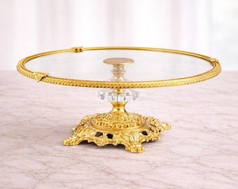 Gold Cake Stand | 29cm Round Dessert Display | Modern Serving Platter for Weddings & Parties