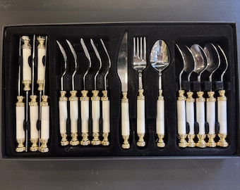 Titanium Dessert Flatware Set, Elegant Vintage Dessert Spoons & Forks, Gold Stainless Cutlery
