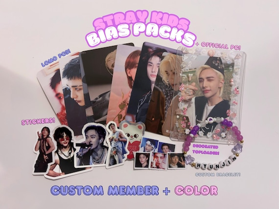 Stray Kids Bias Pack, Custom Stray Kids Bracelet, Stray Kids Stickers, Kpop toploader, Official Stray Kids Photocards, Kpop gift, bundle
