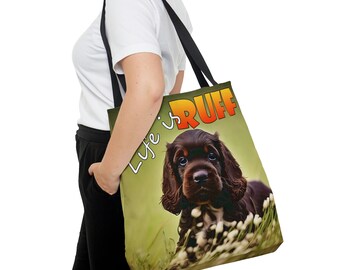 Cocker Spaniel Dog Print Tote Bag, Dog Lover Gift