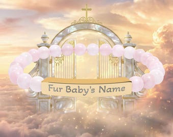 Personalized Pet Memorial Stone Bead Bracelet | Engraved Bar Bracelet, dog gift, fur baby, puppy, pet name, customizable jewelry, dog mom