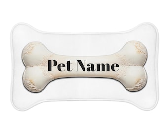 Personalized Pet Feeding Mat, Bone Design, Puppy Accessory