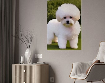 Bichon Frise Art Print, Dog Lover Gift, High-Gloss Poster