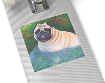 Pug Vinyl Sticker, Dog Lover Gift, Laptop Decal