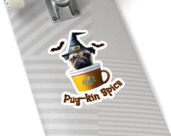 Halloween Pug Vinyl Sticker, Pug-kin Spice