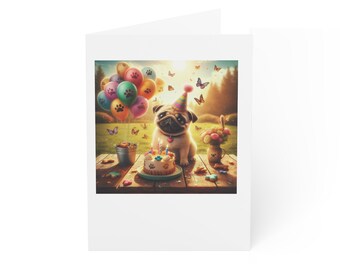 Pug Birthday Card, Dog Lover Gift, Personalized Pet Card