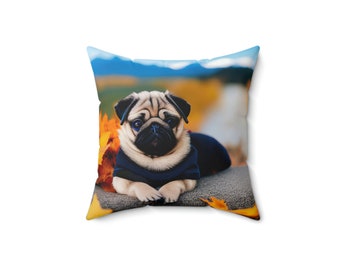 Pug Pillow Spun Polyester Square Pillow