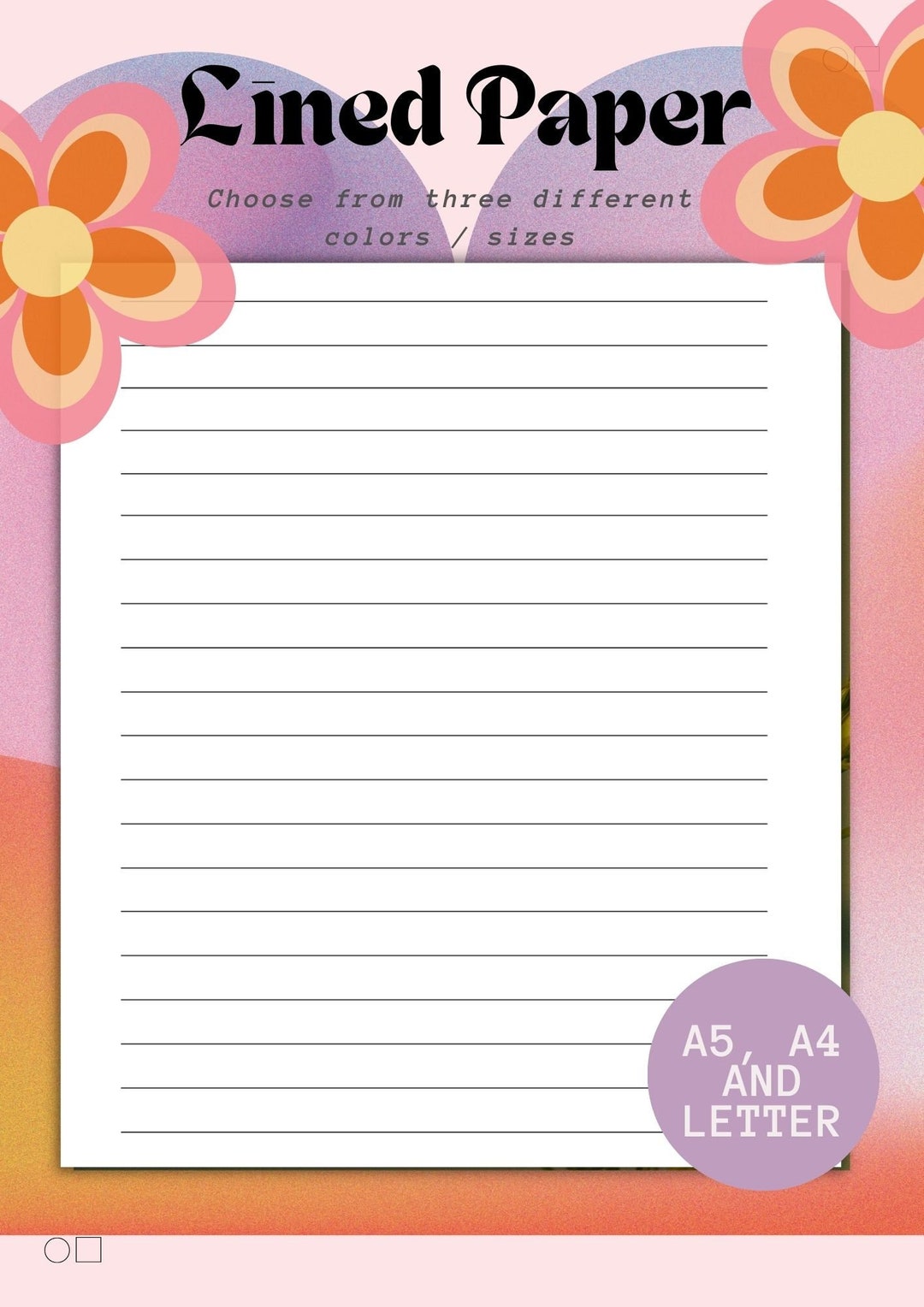 Printable Lined Paper Notes Template Etsy