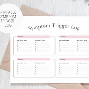 Symptom Tracker Afdrukbaar, symptoomdagboek, symptoomtriggerlogboek, chronische ziekte Symptom Tracker, dagboek chronische pijn, wellnessdagboek