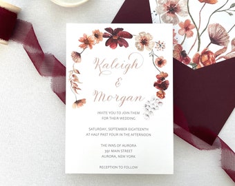 Fall Floral Wedding Invitations