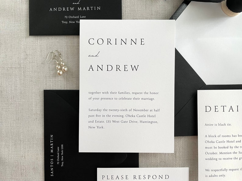 Modern Black and White Wedding Invitations image 1
