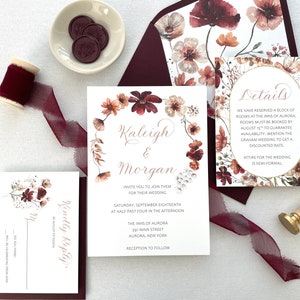 Fall Floral Wedding Details Cards zdjęcie 3