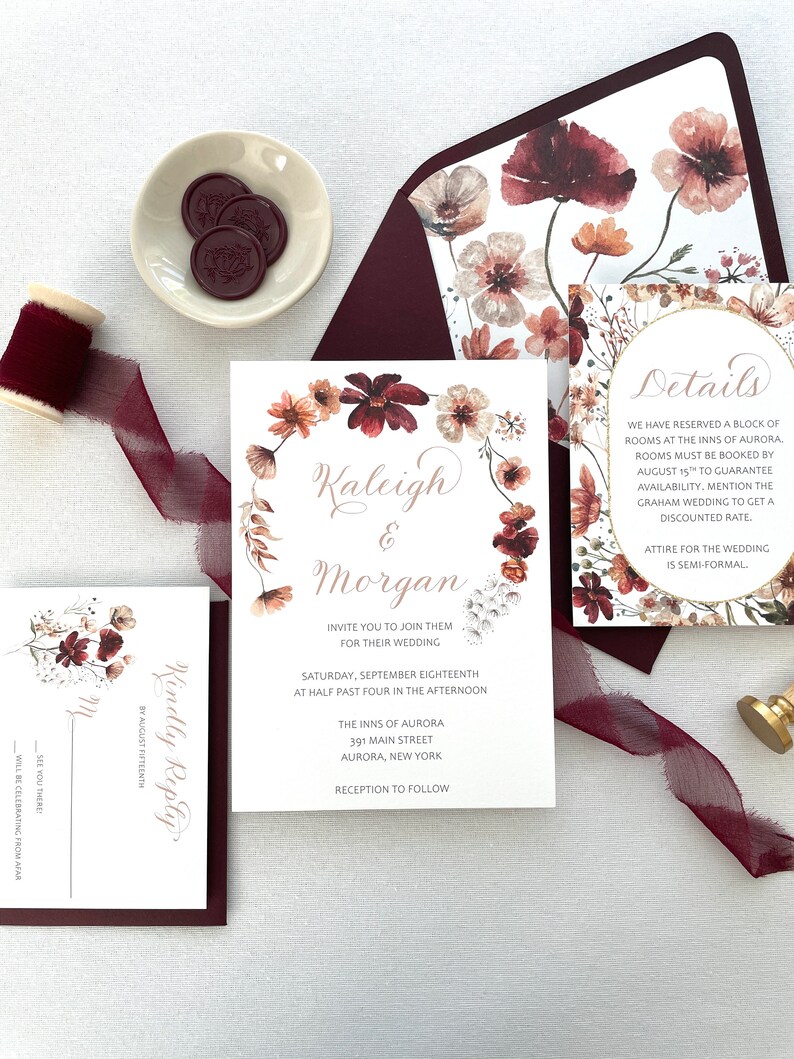 Fall Floral Wedding Details Cards zdjęcie 3