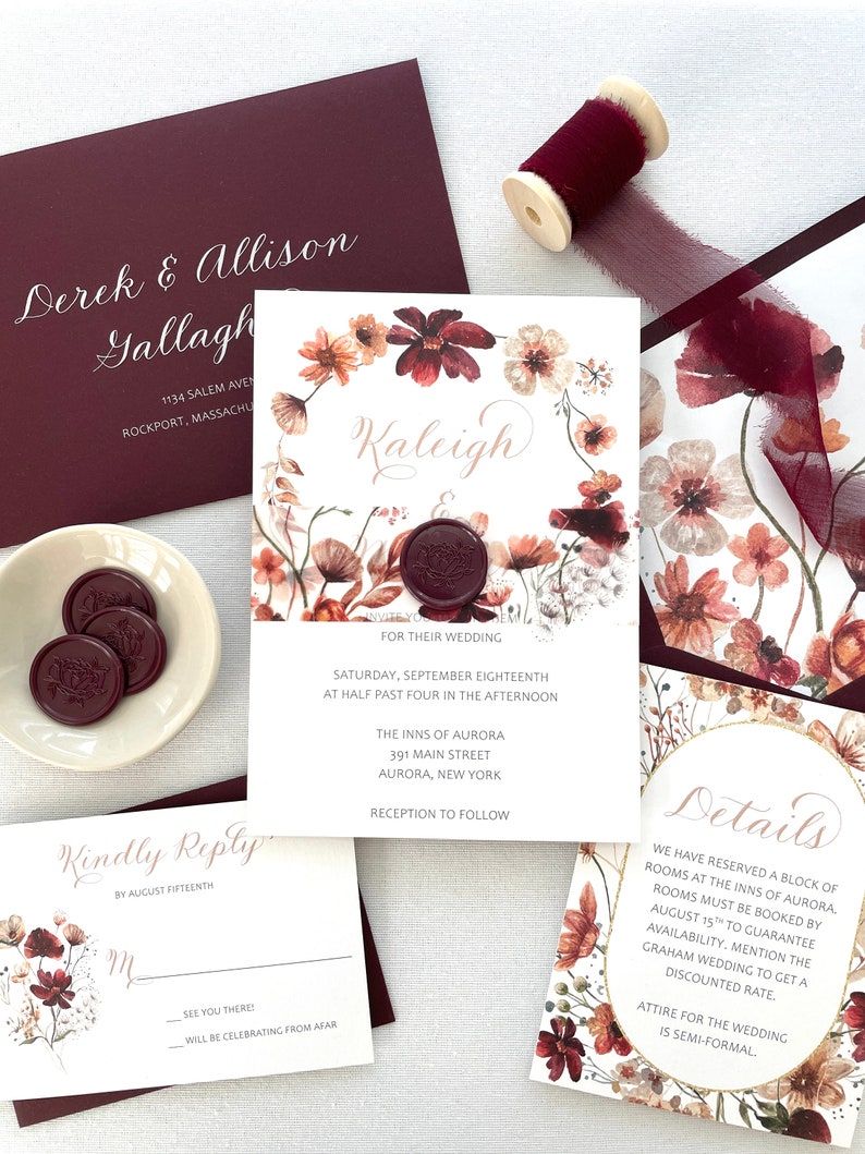 Fall Floral Wedding Details Cards zdjęcie 4