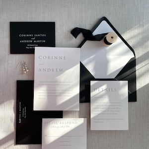 Modern Black and White Wedding Invitations image 2