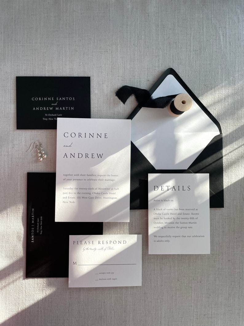 Modern Black and White Wedding Invitations image 2