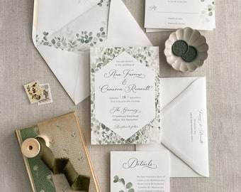 Six-Piece Eucalyptus Wedding Invitation Suite