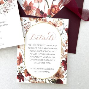 Fall Floral Wedding Details Cards zdjęcie 2