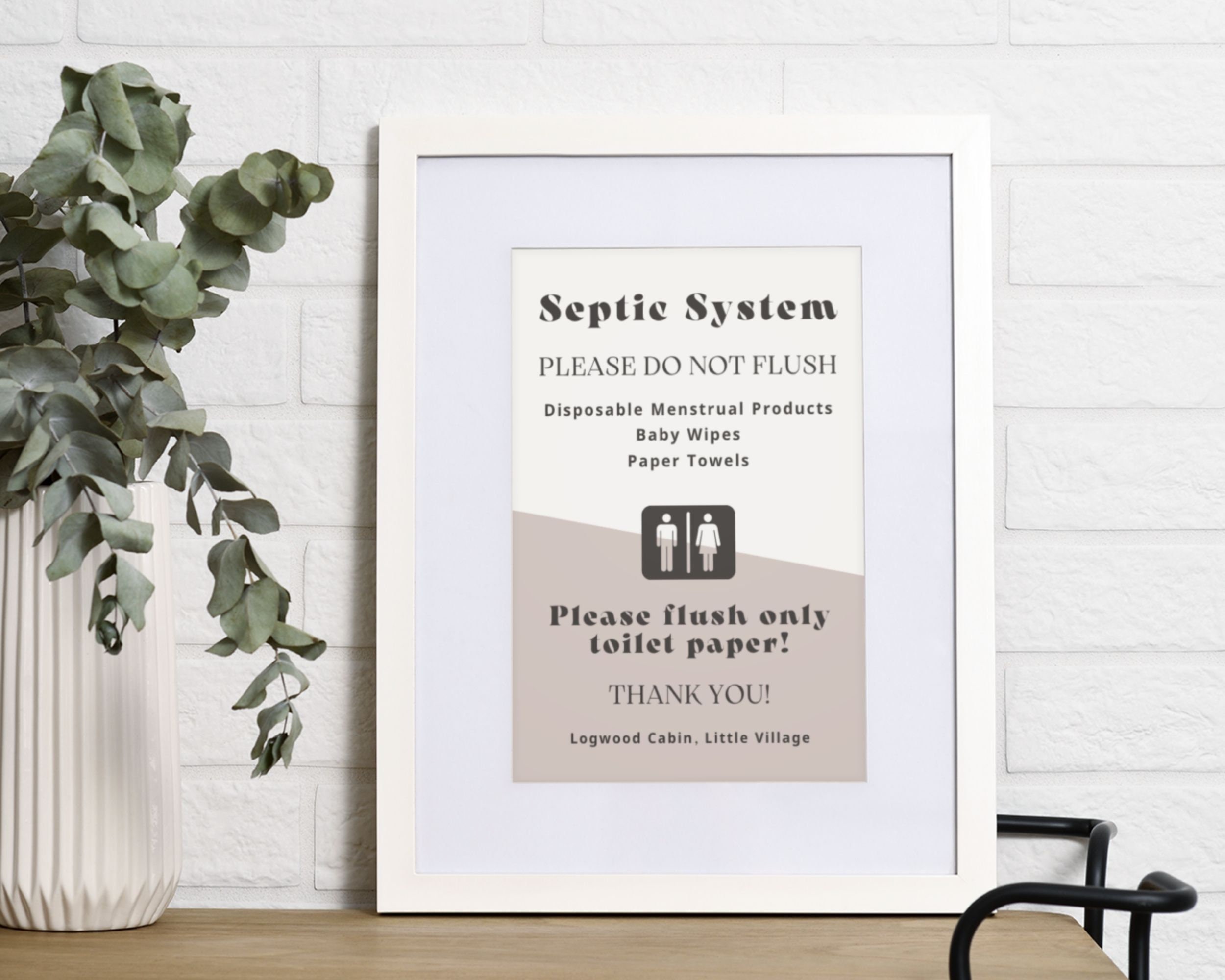 Airbnb Bathoom Sign, Septic Toilet Printable, Flush Only Toilet Paper