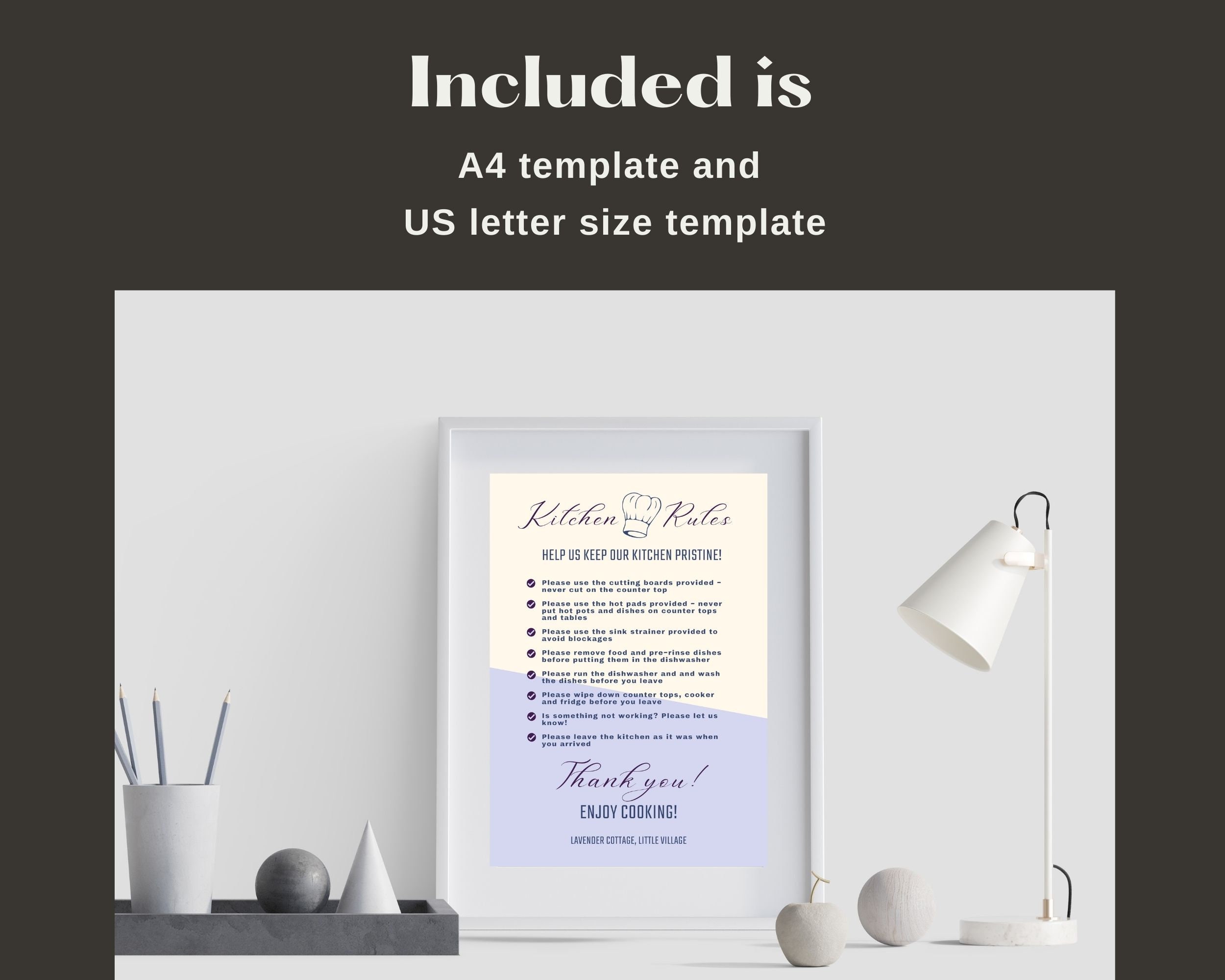 Kitchen Rules Sign, Airbnb Kitchen Rules Poster, Editable Canva ...
