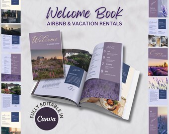Airbnb guide book template cottage welcome book VRBO guidebook vacation home manual Canva template printable download