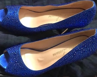 blue sparkly heels size 11