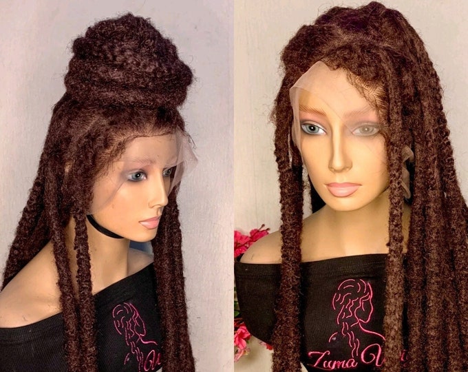 Dreadlocks Wigs for Sale, Thick Long Brown Locs Wig, Locs Braided Wig