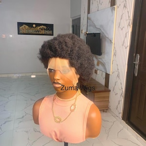 Human hair short 4c Afro kinky textured hair, natural black, 4 inches, made to order