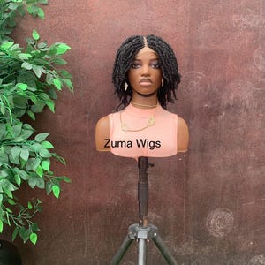 Short braided wig, short very full Marley twist wig, black Marley twist wig