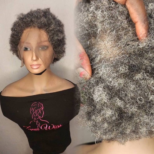 Salt and Pepper Kinky Human Hair Closure Etsy