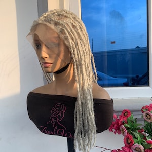 Gray Human Hair Dreadlock Wig: Full Lace Locs, 14 Inch