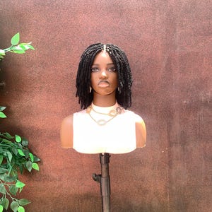 Bob Braided Wig: Short Black Marley Twist with Closure