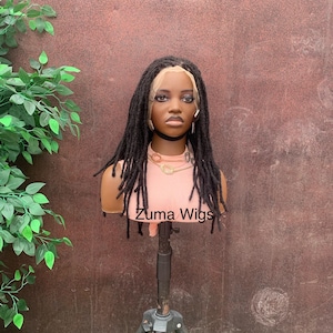 Loc wig human hair 14” locs, straight roots