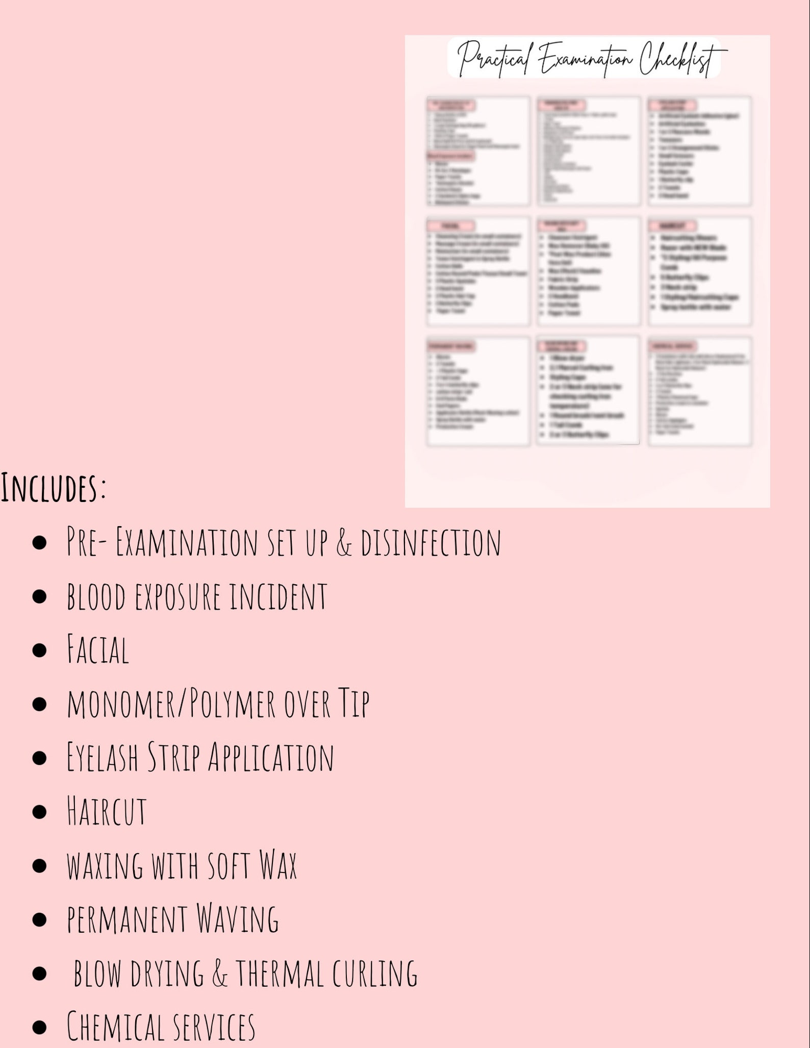 Texas Cosmetology Operator Practical Examination Check List - Etsy