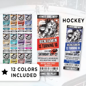 Editable Invitation Hockey Birthday Party, Sports Theme Idea, Game Day Ice Skating Printable Template Corjl, Includes 12 Team colors 116HL