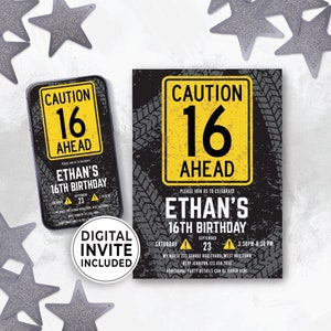 Editable 16th Birthday Invite Digital Template, 16th Birthday Party Invitations for Boy, Sweet 16 Digital Electronic Invitation AGE16 147HL