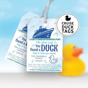 Étiquettes de canard de bateau de croisière modifiables, étiquettes imprimables pour les canards de croisière, modèle de carte de canard en caoutchouc personnalisé DIY pour se cacher, jeu de croisière familiale 148HL