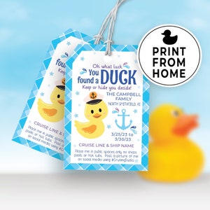 Editable Cruising Duck Tags, Printable Tags for Cruise Ship Ducks, DIY Custom Rubber Duck Card, You've Been Ducked Kids Game Printable 148HL imagem 1