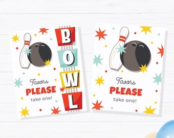 Editable Signs Bowling Birthday Decoration, Download Strike Up Some Fun Boy Bowling Birthday Party, Retro Bowling Decor Sign 103BL
