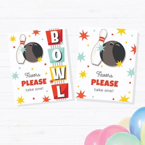 Editable Signs Bowling Birthday Decoration, Download Strike Up Some Fun Boy Bowling Birthday Party, Retro Bowling Decor Sign 103BL