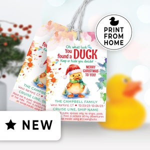 Editable Christmas Cruise Ducks, Printable Tags for Christmas Duck Tags, Christmas Cruising Duck Tags, You&#39;ve Been Ducked Printable 148HL