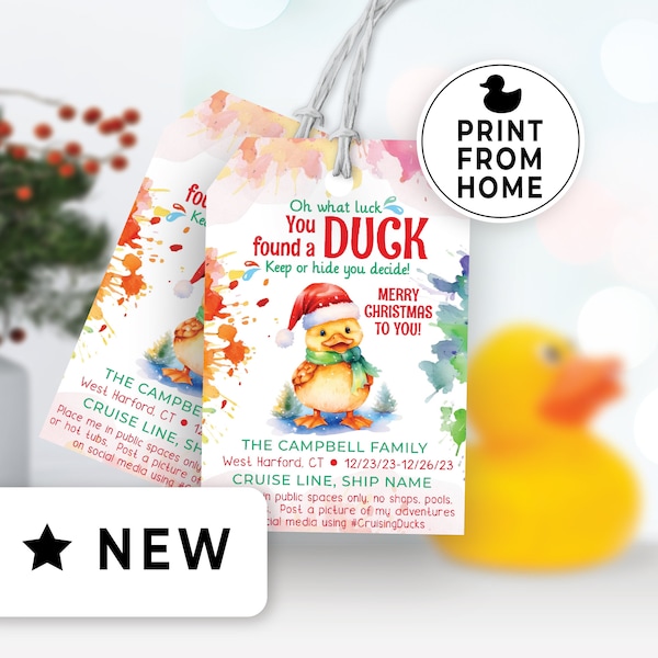 Editable Christmas Cruise Ducks, Printable Tags for Christmas Duck Tags, Christmas Cruising Duck Tags, You've Been Ducked Printable 148HL