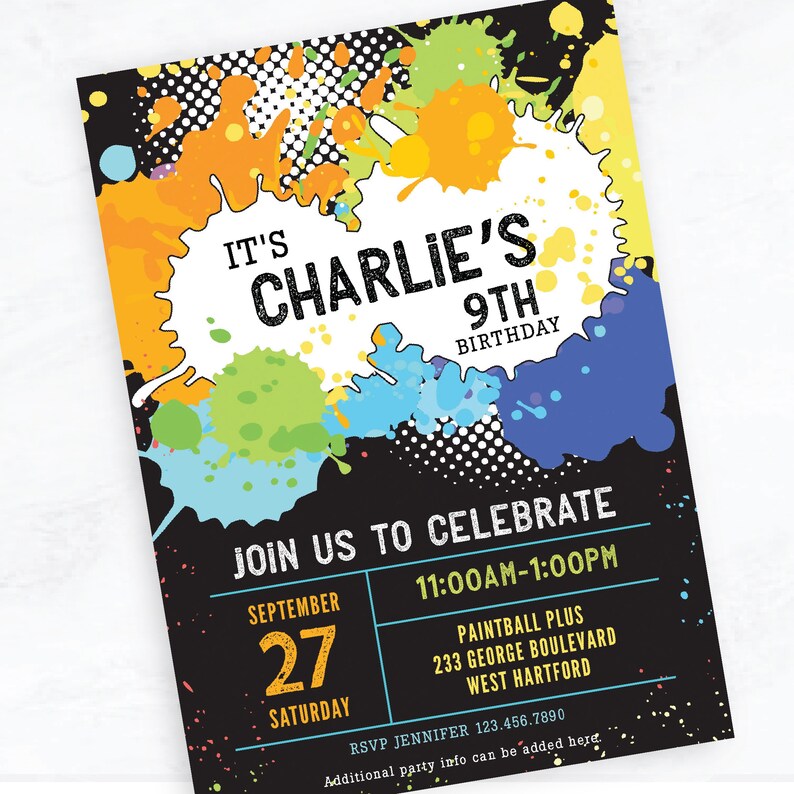 Editable Paint Splatter Party Invitation Paint Birthday Etsy Australia