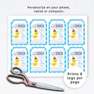 Editable Cruising Duck Tags, Printable Tags for Cruise Ship Ducks, DIY Custom Rubber Duck Card, You've Been Ducked Kids Game Printable 148HL imagem 4