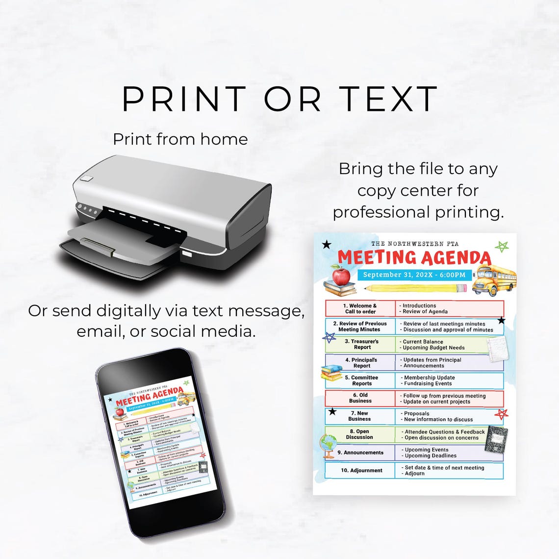 Editable PTO PTA Meeting Agenda Template Flyer 299HL Etsy