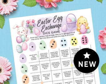 Printable Easter Candy Dice Game, Easter Party Dice Game, Simple Easter Game, Fun Easter Dice Game, Dice Gift Exchange Kids Activity 251HL
