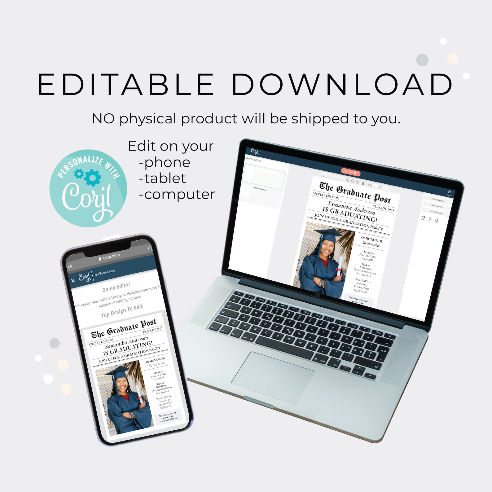 Editable Evite Graduation Invitation Text Message Tempate Etsy