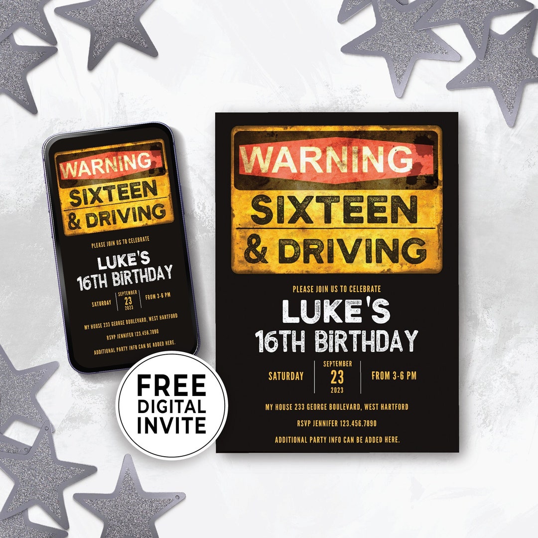 Editable 16th Birthday Boy Invitation Digital, Guy Sweet 16 Birthday ...