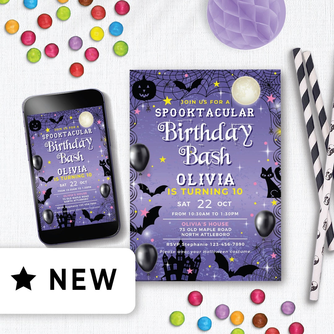 Editable Halloween Girls Birthday Invite Printable, Children's ...