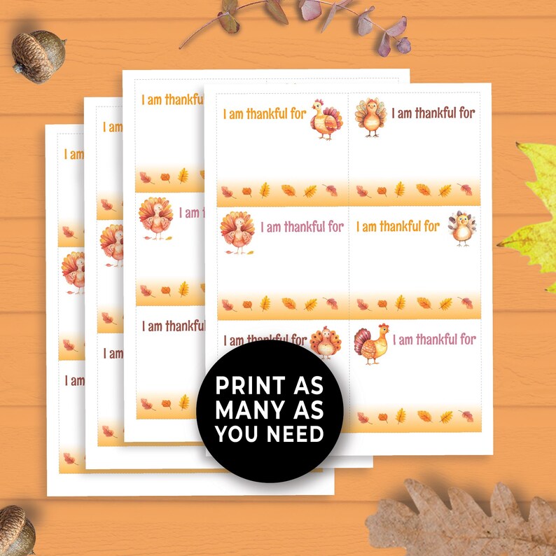 Printable Thanksgiving Gratitude Cards, I Am Thankful for Cards ...